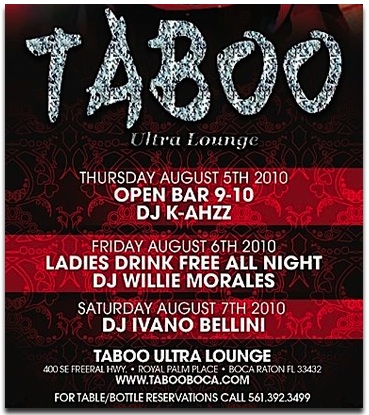 Boca Raton Nightclubs Taboo Ultra Lounge