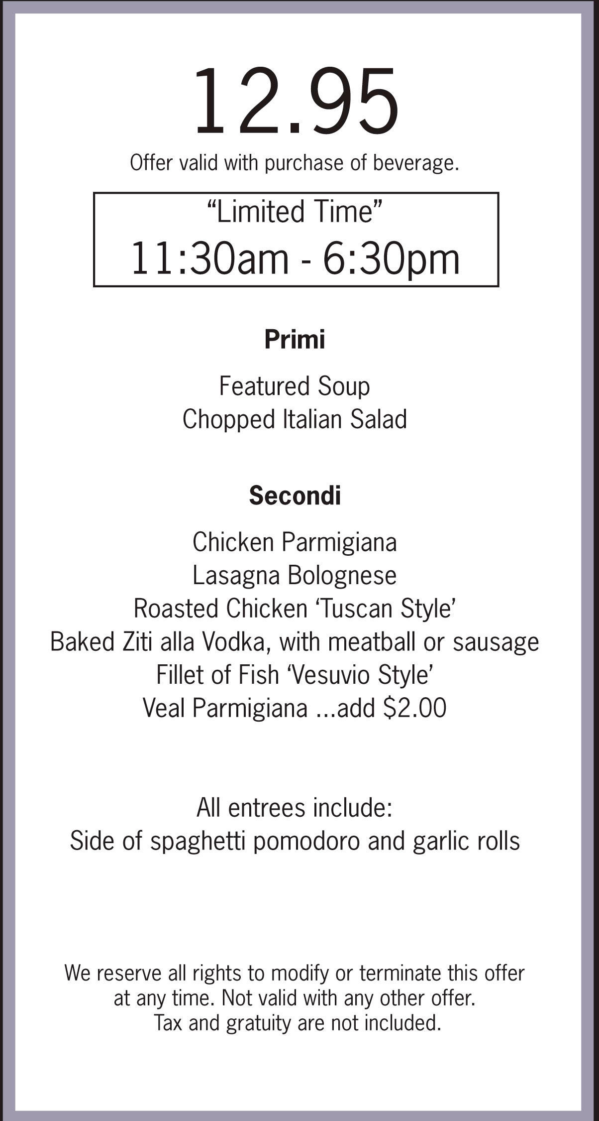 Bova Autumn Specials