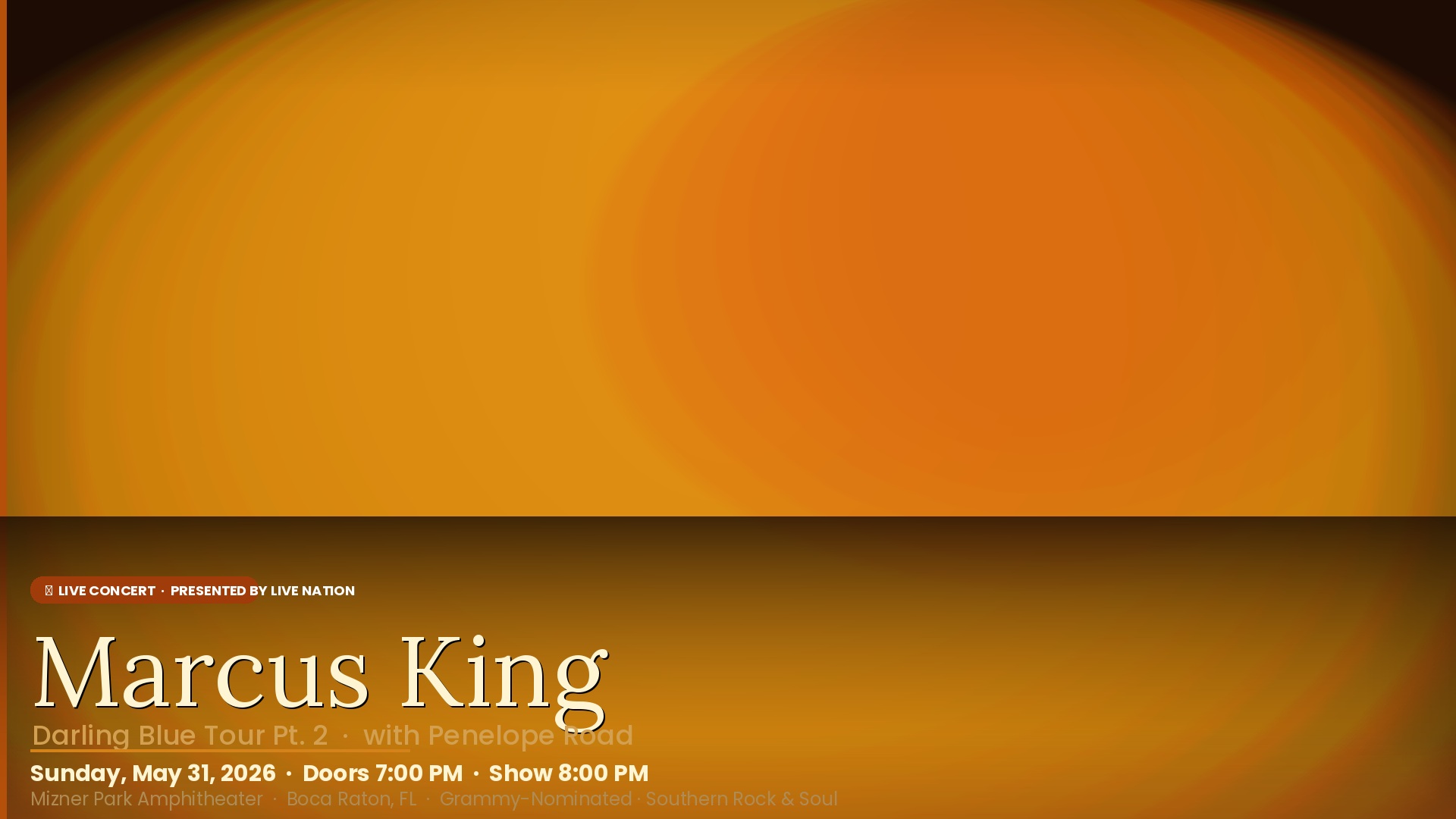Marcus King Band Darling Blue Tour Mizner Park Boca Raton May 31 2026